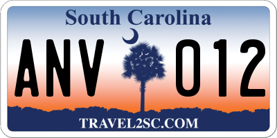 SC license plate ANV012