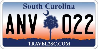 SC license plate ANV022