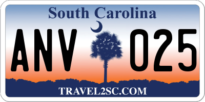 SC license plate ANV025