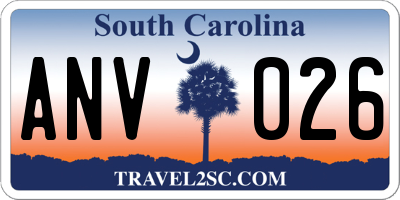 SC license plate ANV026