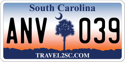 SC license plate ANV039