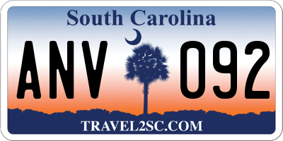 SC license plate ANV092