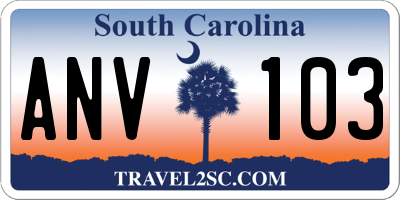 SC license plate ANV103
