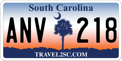 SC license plate ANV218