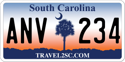 SC license plate ANV234