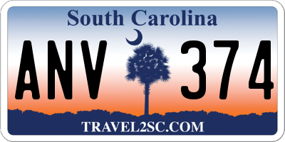 SC license plate ANV374