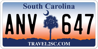 SC license plate ANV647