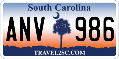SC license plate ANV986
