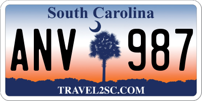 SC license plate ANV987