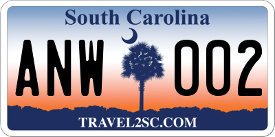 SC license plate ANW002
