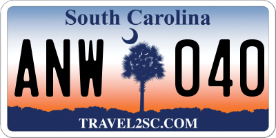 SC license plate ANW040