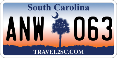 SC license plate ANW063
