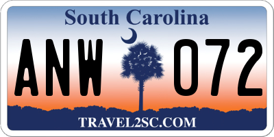 SC license plate ANW072