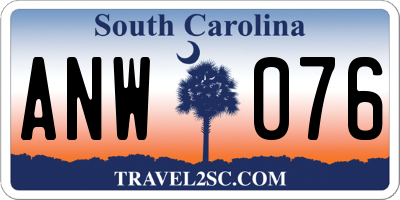 SC license plate ANW076