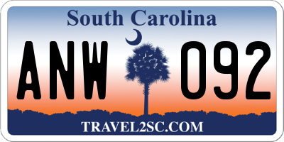 SC license plate ANW092