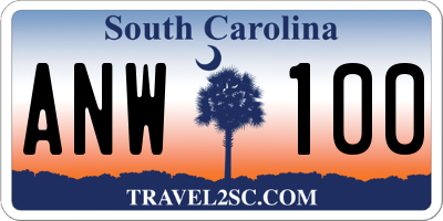 SC license plate ANW100