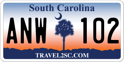 SC license plate ANW102