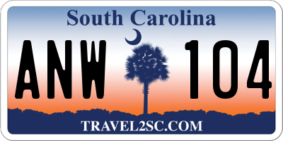 SC license plate ANW104