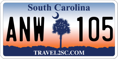 SC license plate ANW105