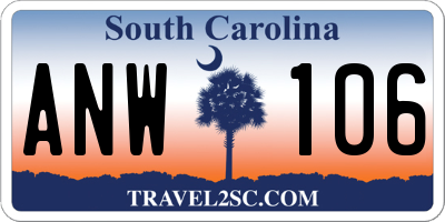 SC license plate ANW106