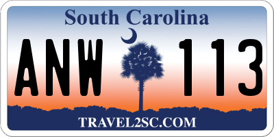 SC license plate ANW113