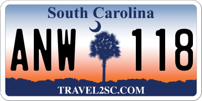 SC license plate ANW118