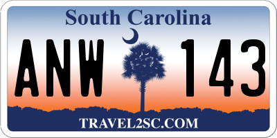 SC license plate ANW143