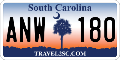 SC license plate ANW180
