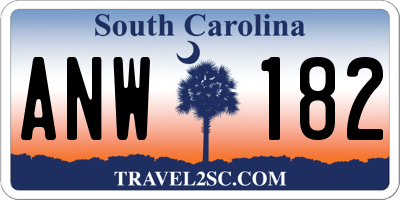 SC license plate ANW182
