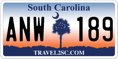 SC license plate ANW189