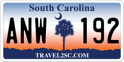 SC license plate ANW192