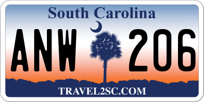 SC license plate ANW206