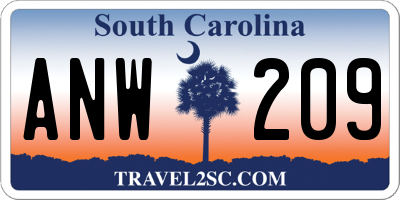 SC license plate ANW209