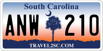 SC license plate ANW210