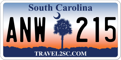 SC license plate ANW215