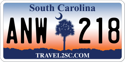 SC license plate ANW218