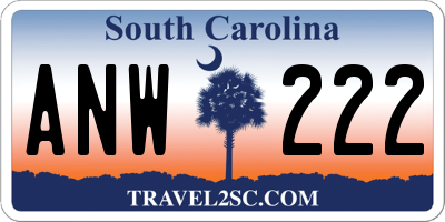 SC license plate ANW222