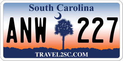 SC license plate ANW227