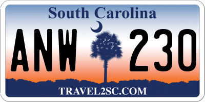 SC license plate ANW230