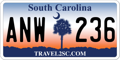 SC license plate ANW236