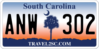 SC license plate ANW302