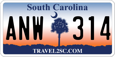 SC license plate ANW314