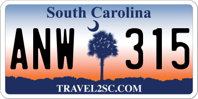 SC license plate ANW315