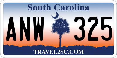 SC license plate ANW325