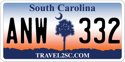 SC license plate ANW332