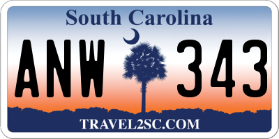 SC license plate ANW343