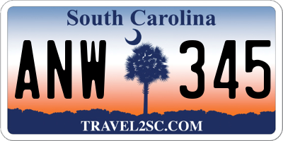 SC license plate ANW345