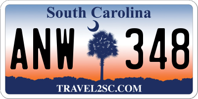 SC license plate ANW348