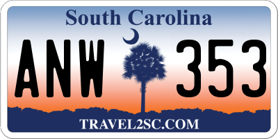 SC license plate ANW353
