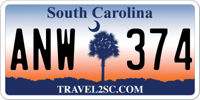 SC license plate ANW374